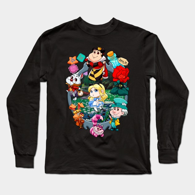 Chibi Alice in Wonderland Long Sleeve T-Shirt by Carla S.D.